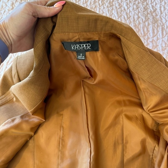 Kasper women's open front blazer size 8 jacket suit coat light brown neutral - Picture 5 of 7